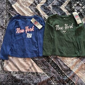 NFL Toddler Girls Long Sleeve Tees Bundle- New York Giants & Jets